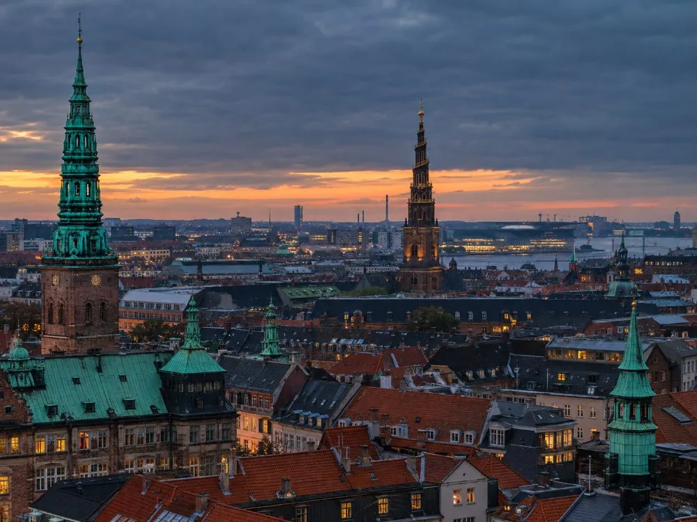 Copenhagen rooftops in the low light of a late October afternoon